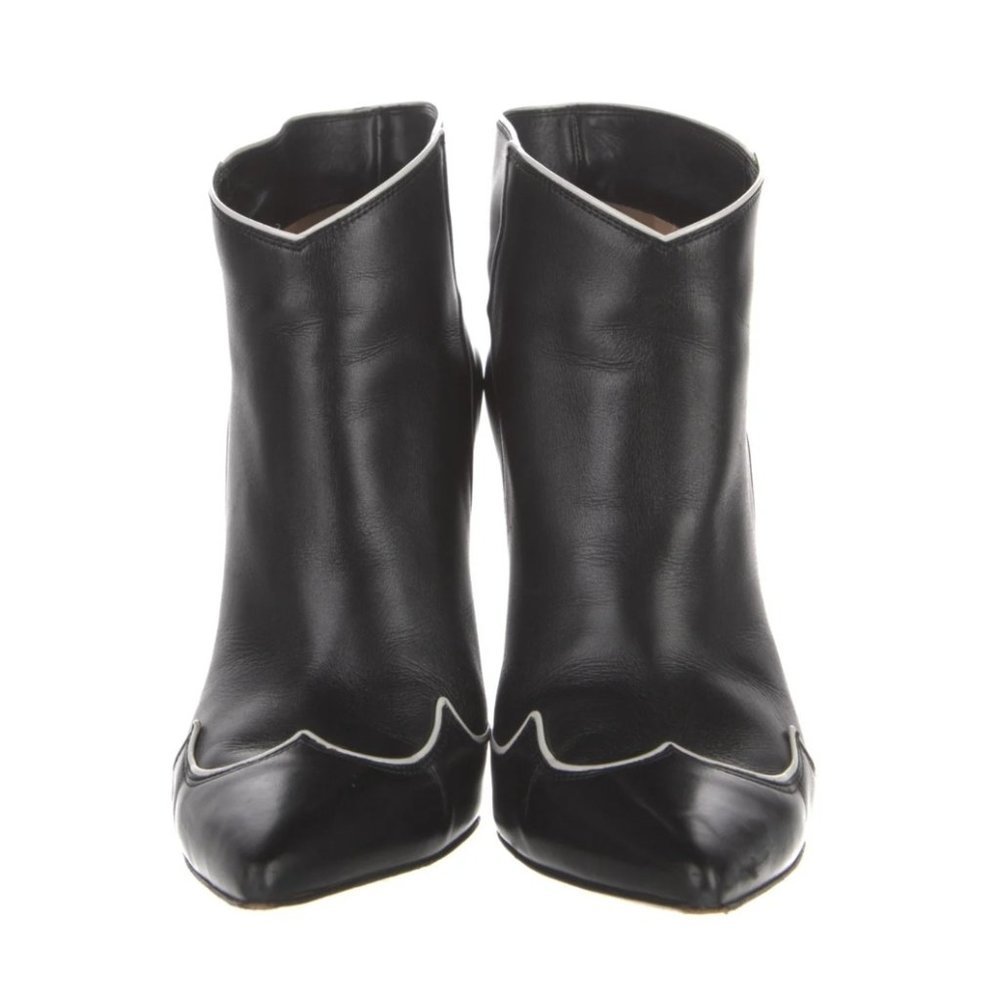 Gianvito Rossi Black with White Trim Leather  Ankle Boots Size 37EU - Picture 6 of 6